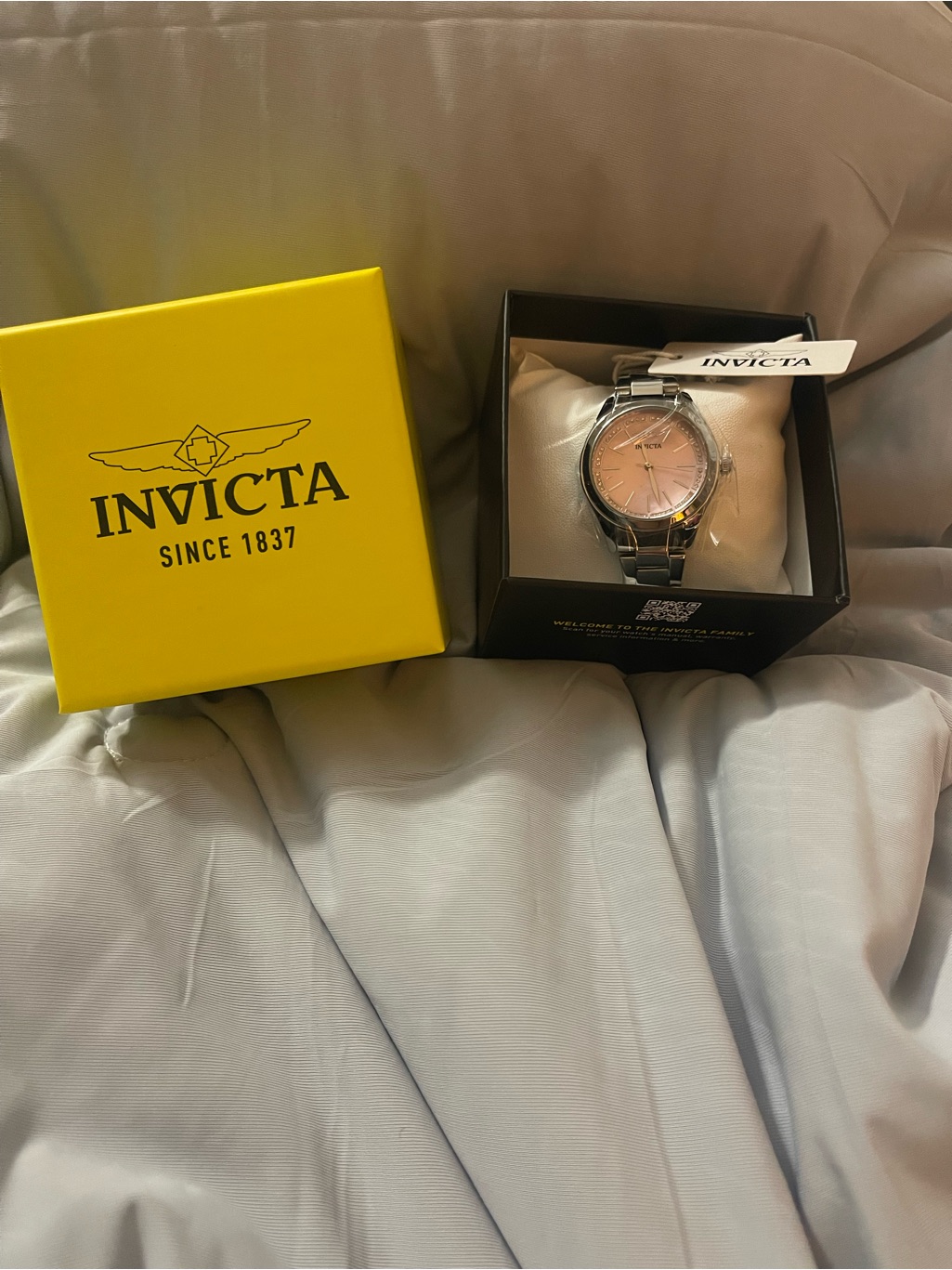 Invicta Stainless Steel Watch With Pink Dial